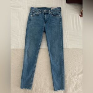 Rag & Bone Cate Jeans Mid Rise Fray Ankle Skinny Palmer Size 28